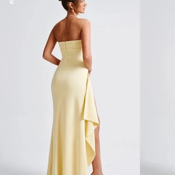 Elegant Strapless Yellow Dress - Picture 2 of 3